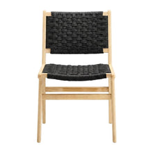 Woven Rope Wood Dining Side Chairs, Natural Black, Set of 2