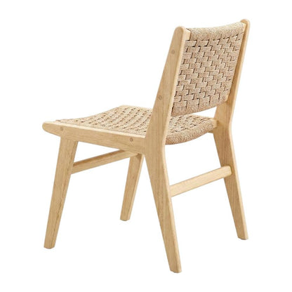 Woven Rope Wood Dining Side Chairs, Natural Natural, Set of 2