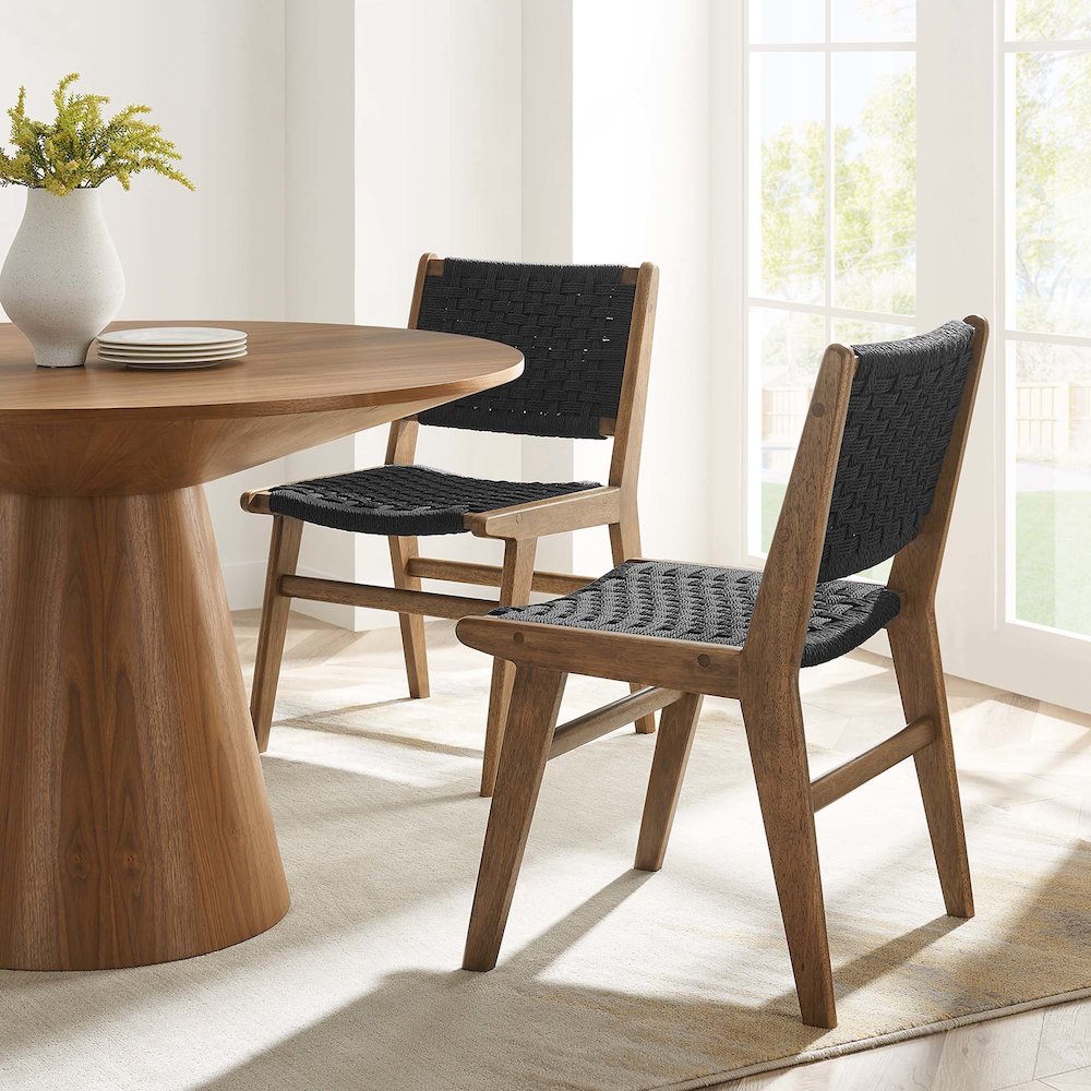 Saoirse Woven Rope Wood Dining Side Chair Set of 2