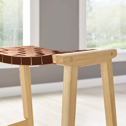 Saoirse Faux Leather Wood Counter Stool Set of 2