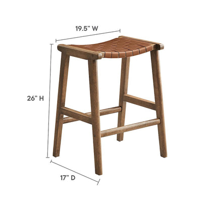 Saoirse Faux Leather Wood Counter Stool Set of 2