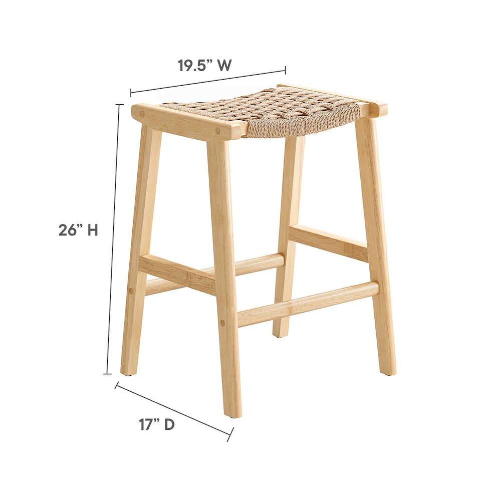 Saoirse Woven Rope Wood Counter Stool Set of 2