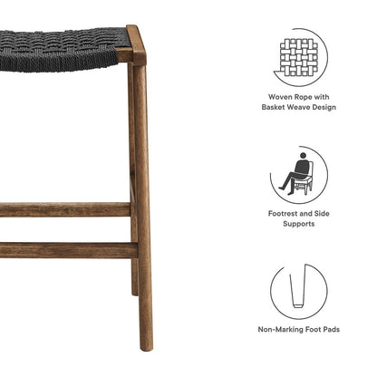 Saoirse Woven Rope Wood Counter Stool Set of 2