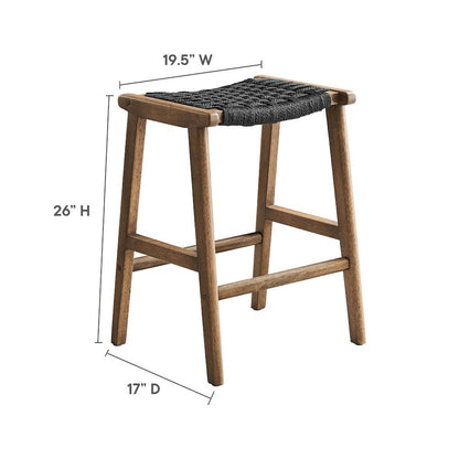 Saoirse Woven Rope Wood Counter Stool Set of 2