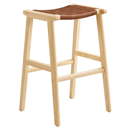Saoirse Leather Wood Bar Stool Set of 2