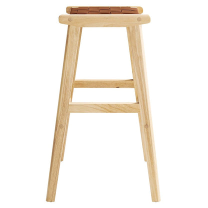 Saoirse Leather Wood Bar Stool Set of 2