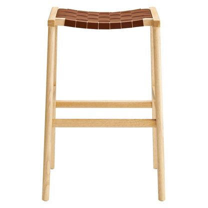 Saoirse Leather Wood Bar Stool Set of 2