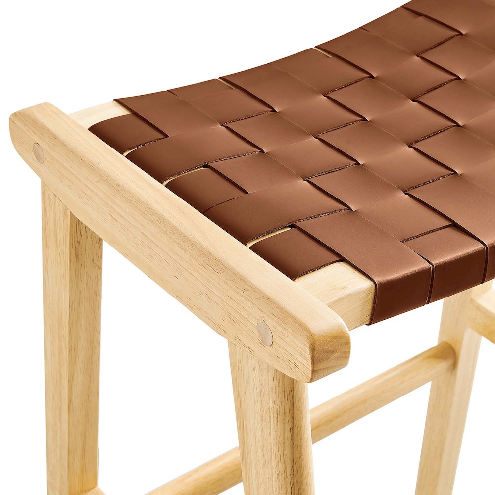 Saoirse Leather Wood Bar Stool Set of 2