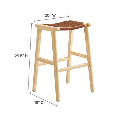 Saoirse Leather Wood Bar Stool Set of 2
