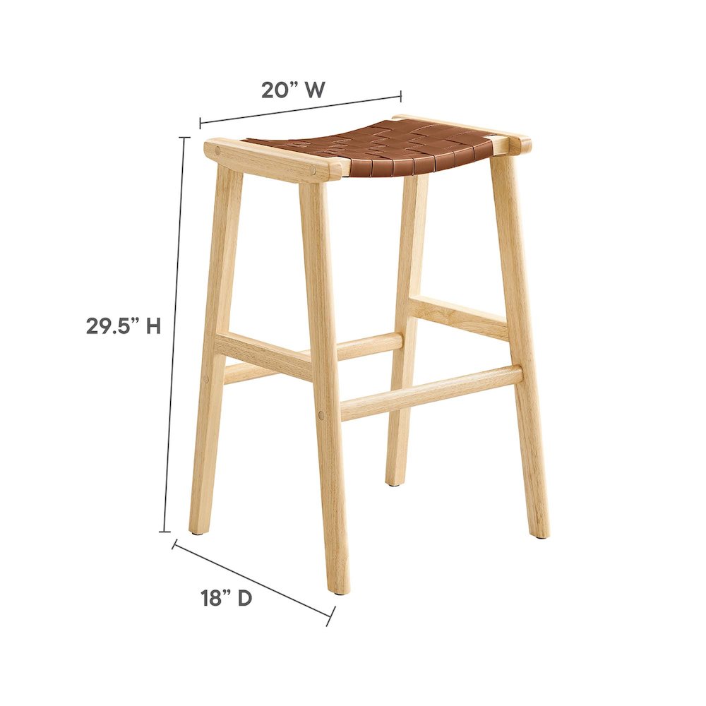 Saoirse Leather Wood Bar Stool Set of 2