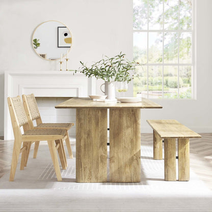 Amistad 72" Wood Dining Table and Bench Set