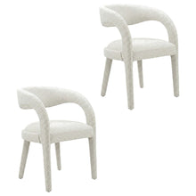 Boucle Upholstered Dining Chairs with Arms for Dining Room, Ivory, Set of 2
