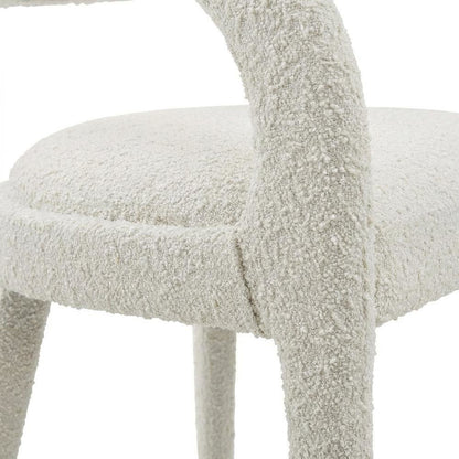 Boucle Upholstered Dining Chairs with Arms for Dining Room, Ivory, Set of 2