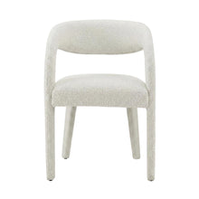 Boucle Upholstered Dining Chairs with Arms for Dining Room, Ivory, Set of 2