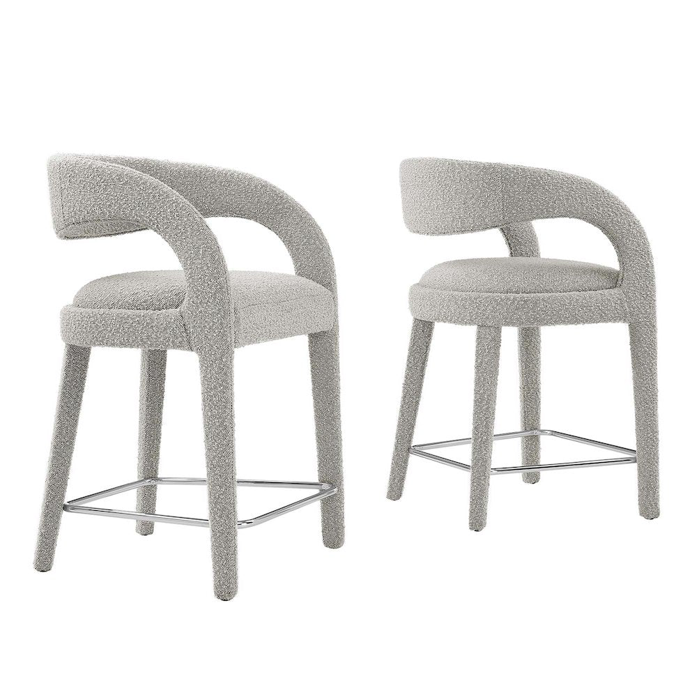 Pinnacle Boucle Upholstered Counter Stool Set of 2