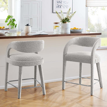 Pinnacle Boucle Upholstered Counter Stool Set of 2
