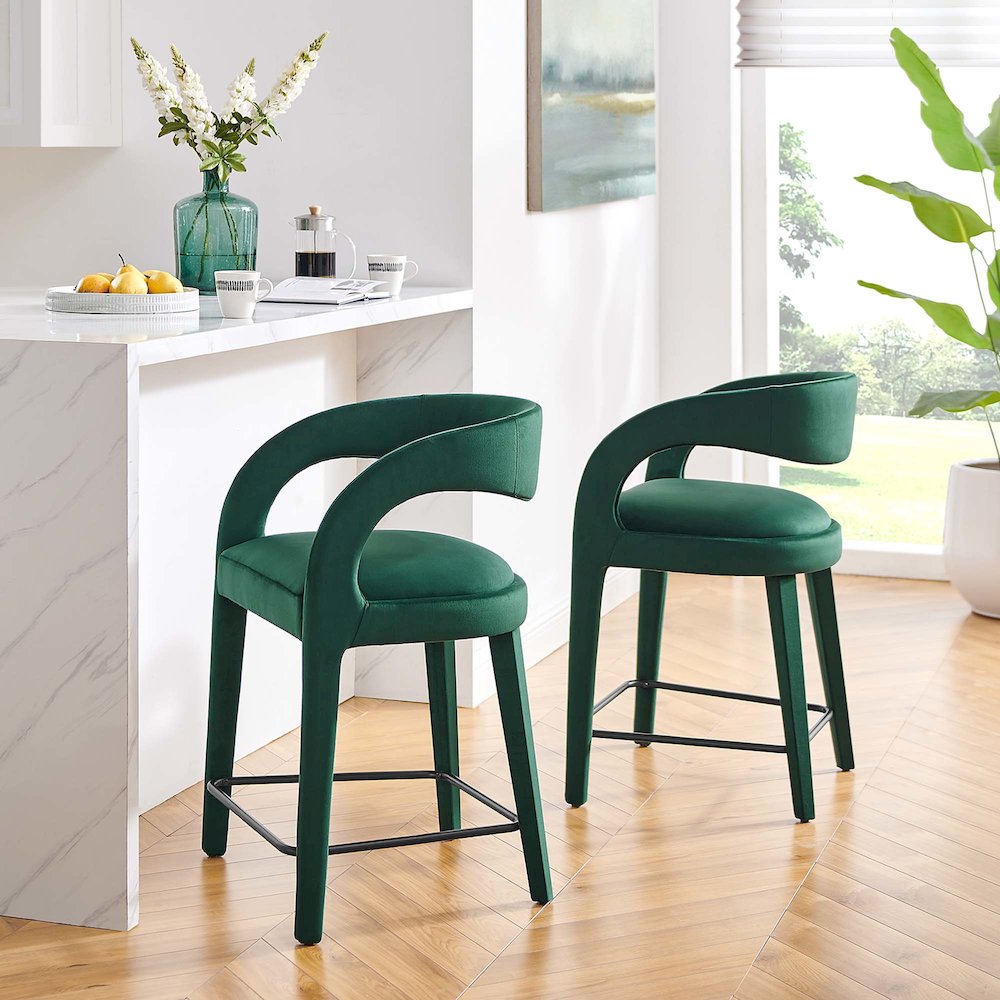 Pinnacle Performance Velvet Counter Stool Set of 2