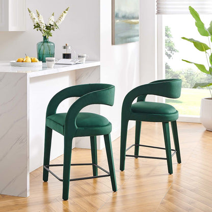 Pinnacle Performance Velvet Counter Stool Set of 2