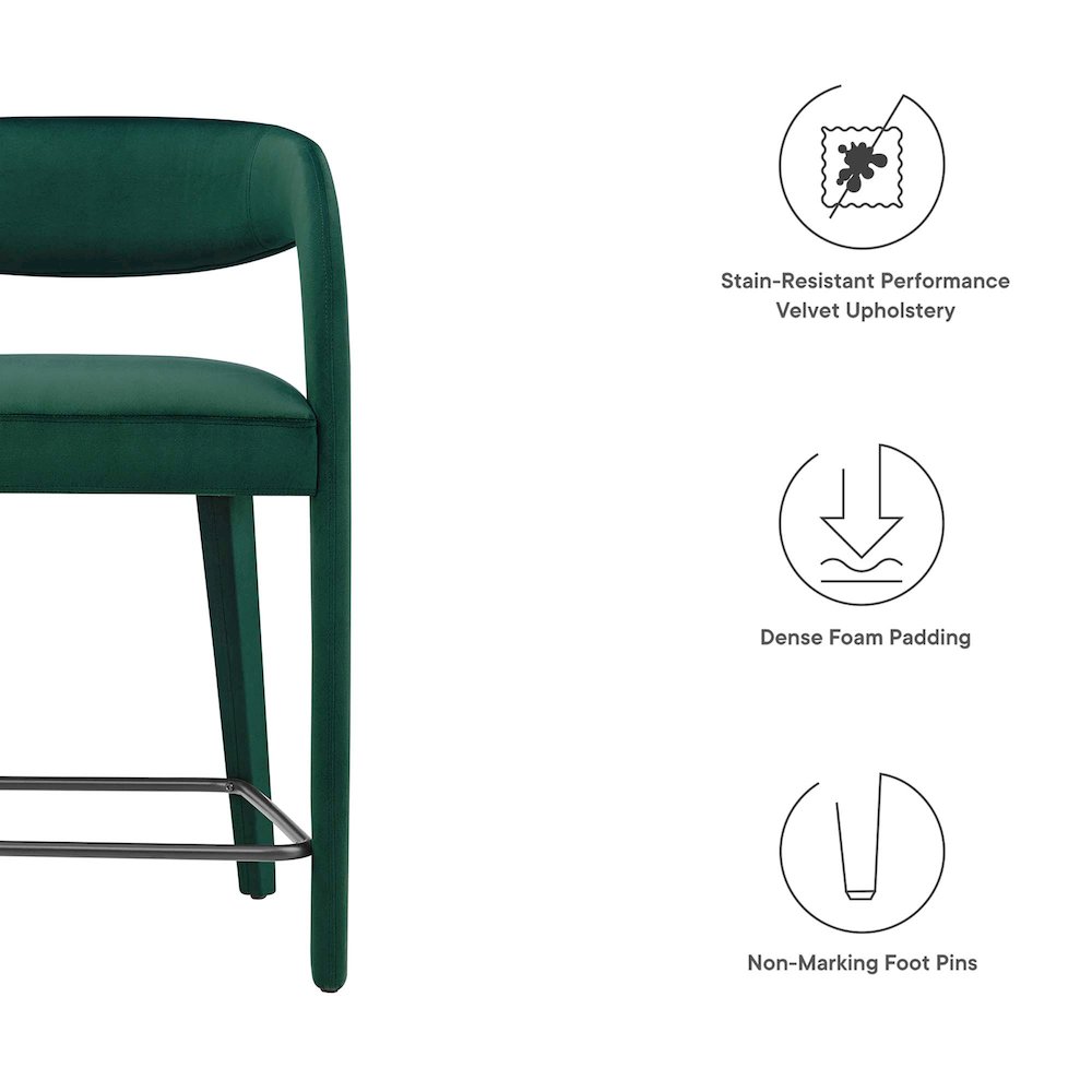 Pinnacle Performance Velvet Counter Stool Set of 2