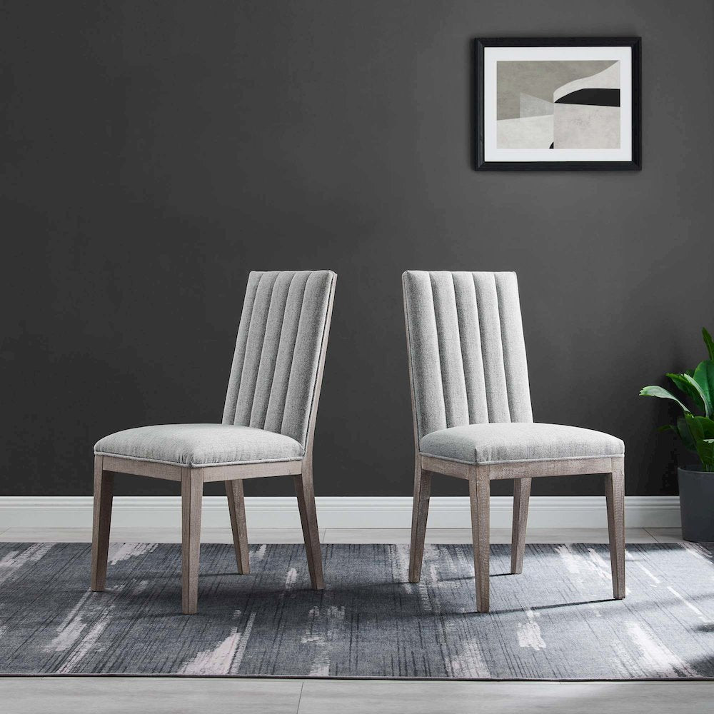 Maisonette French Vintage Tufted Fabric Dining Side Chairs Set of 2