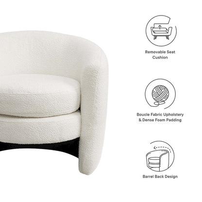 Affinity Upholstered Boucle Fabric Curved Back Armchair