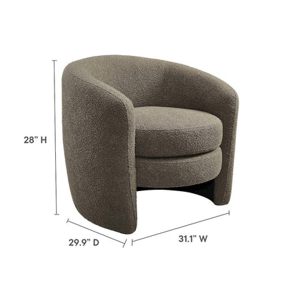 Affinity Upholstered Boucle Fabric Curved Back Armchair