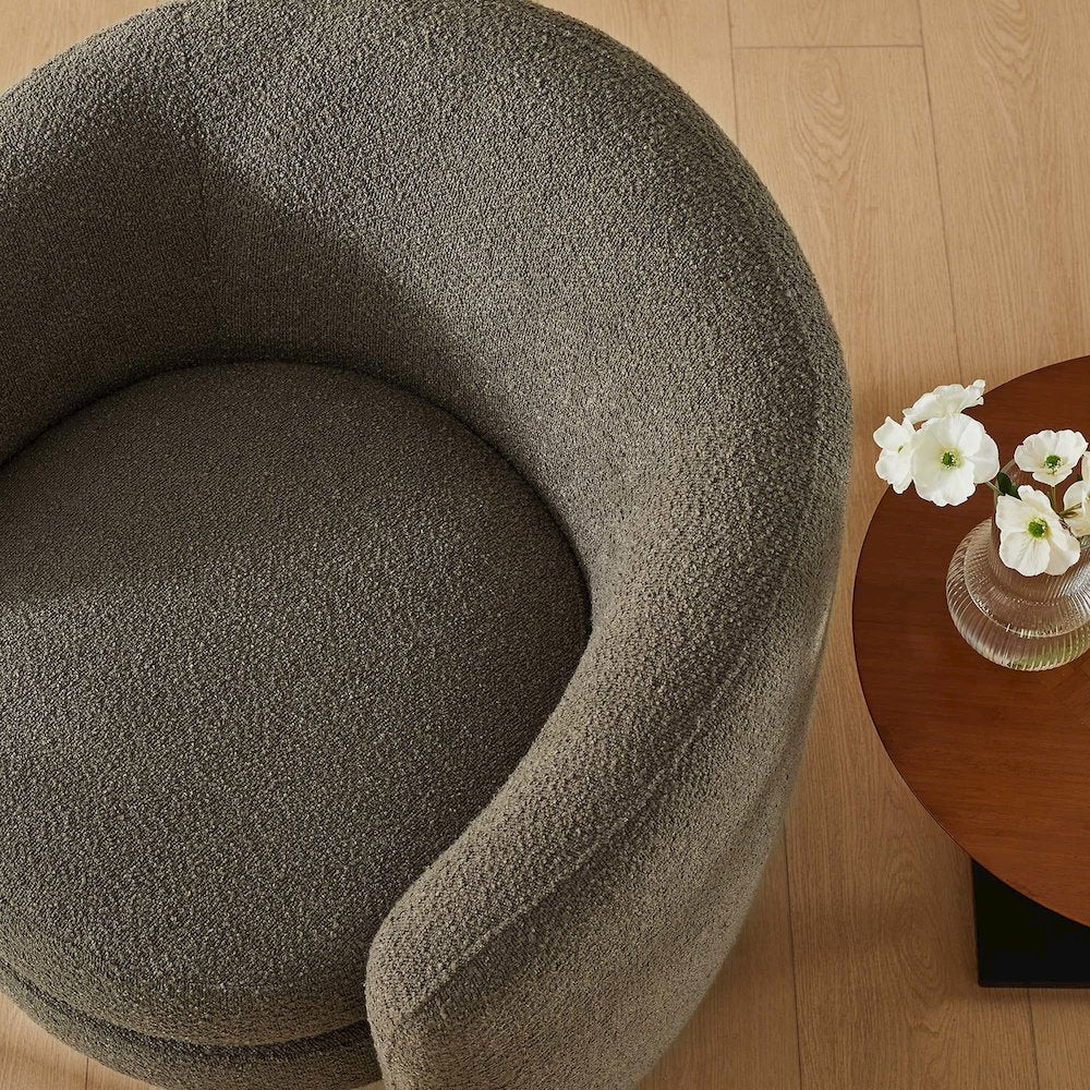 Affinity Upholstered Boucle Fabric Curved Back Armchair