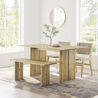 Amistad 60" Wood Dining Table and Bench Set