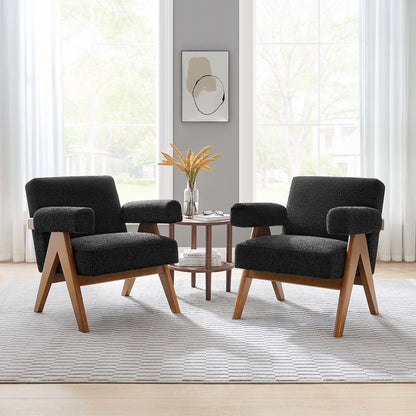 Lyra Boucle Fabric Armchair Set of 2