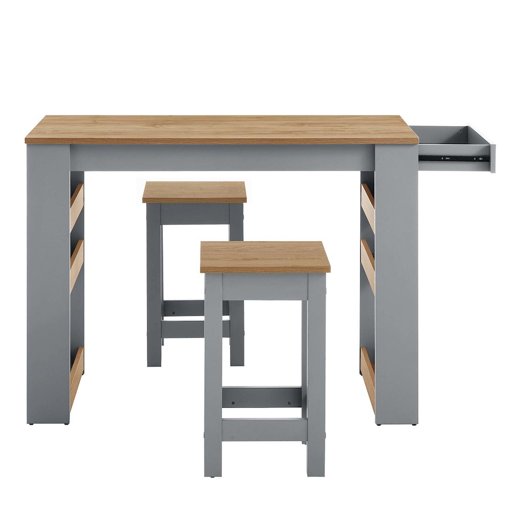 Galley 3-Piece Kitchen Island and Stool Set