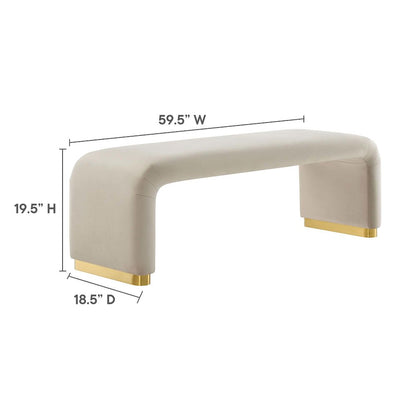 Koda Performance Velvet Waterfall Long Bench