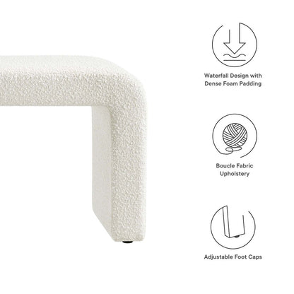 Simba Boucle Fabric Waterfall Long Bench