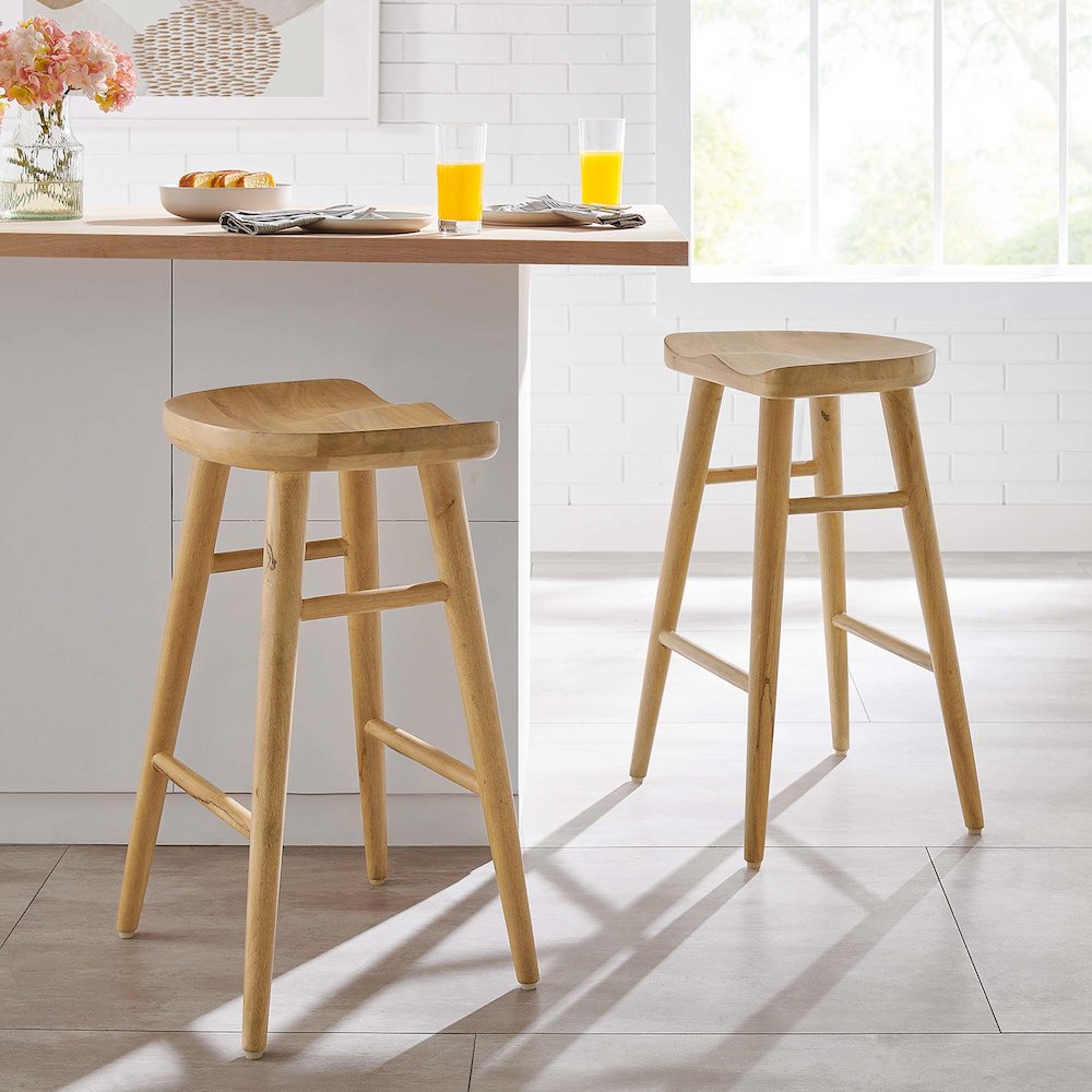 Saville Backless Wood Counter Stools Set of 2