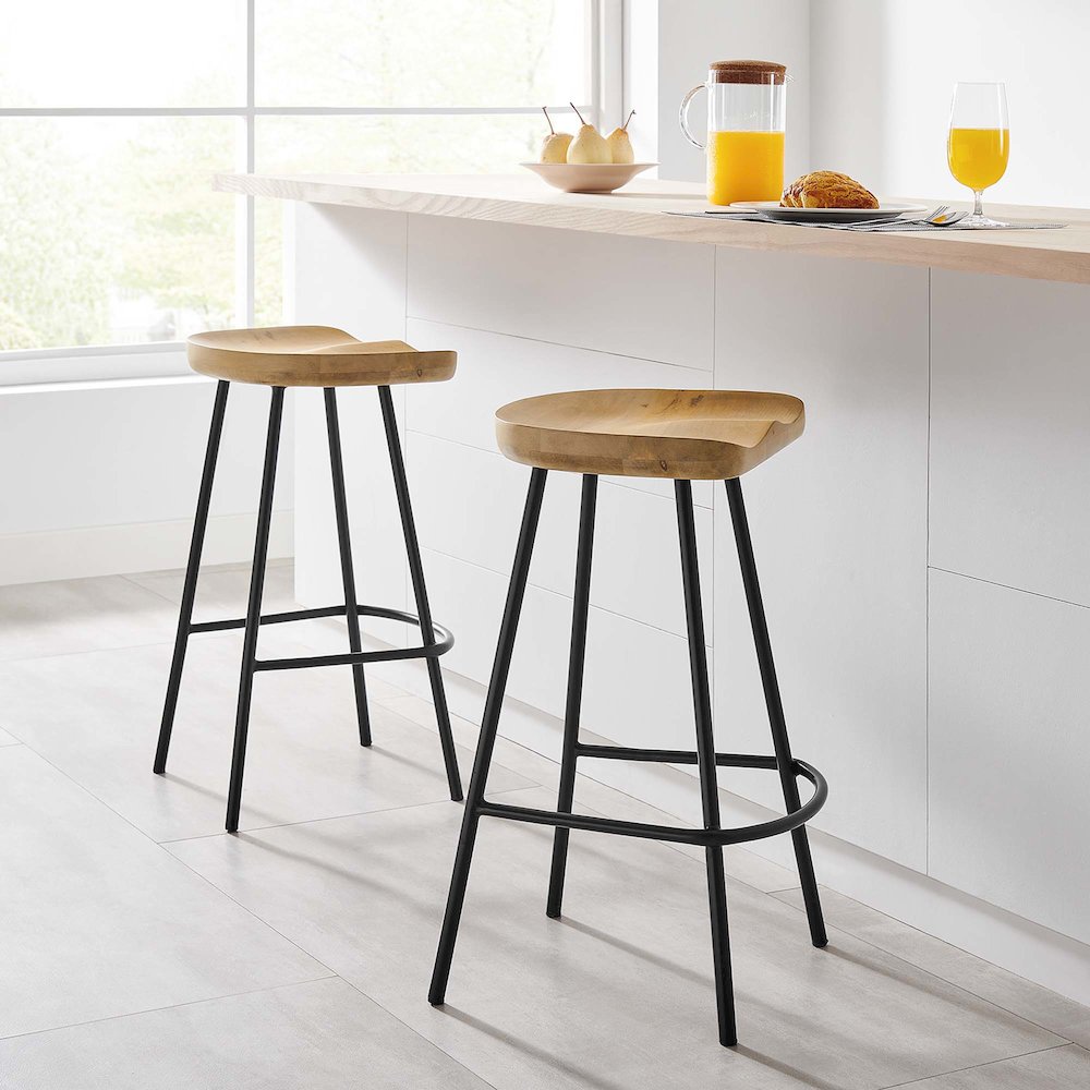 Concord Backless Wood Counter Stools Set of 2