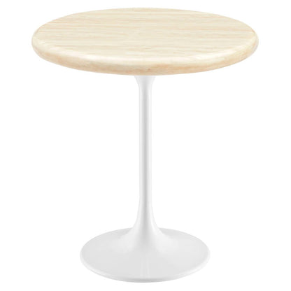 Lippa 20" Round Faux Travertine Side Table