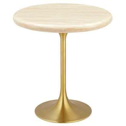 Lippa 20" Round Faux Travertine Side Table