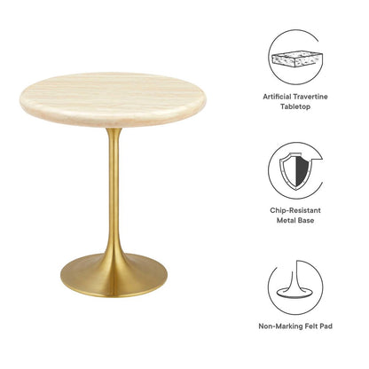 Lippa 20" Round Faux Travertine Side Table