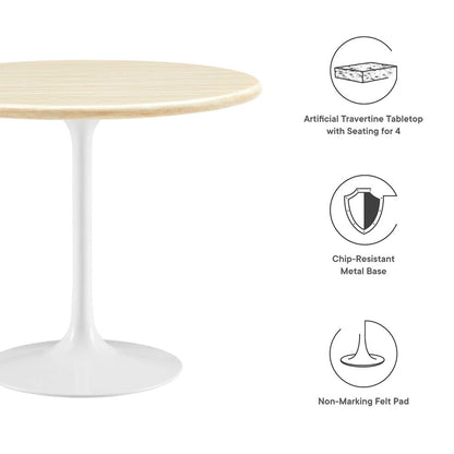 Lippa 36" Round Faux Travertine Dining Table