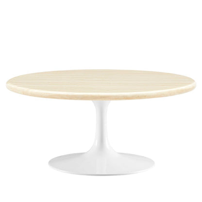 Lippa 36” Round Faux Travertine Coffee Table
