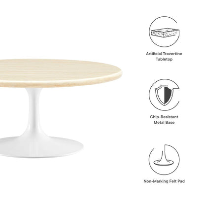 Lippa 36” Round Faux Travertine Coffee Table