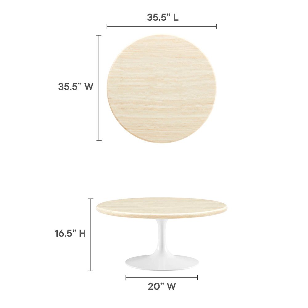 Lippa 36” Round Faux Travertine Coffee Table