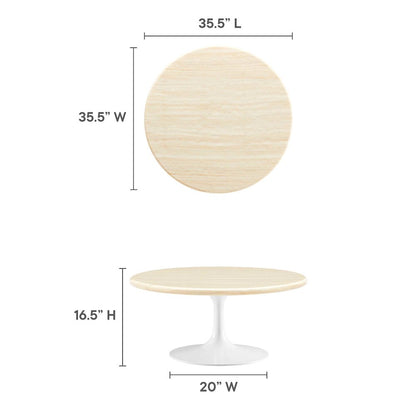 Lippa 36” Round Faux Travertine Coffee Table