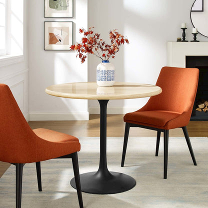 Lippa 36” Round Faux Travertine Dining Table