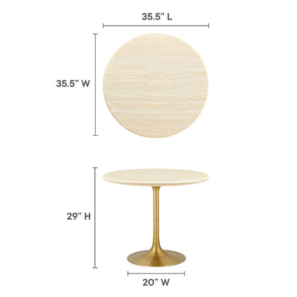 Lippa 36" Round Faux Travertine Dining Table