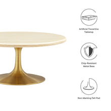 Lippa 36” Round Faux Travertine Coffee Table