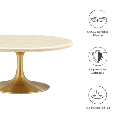 Lippa 36” Round Faux Travertine Coffee Table