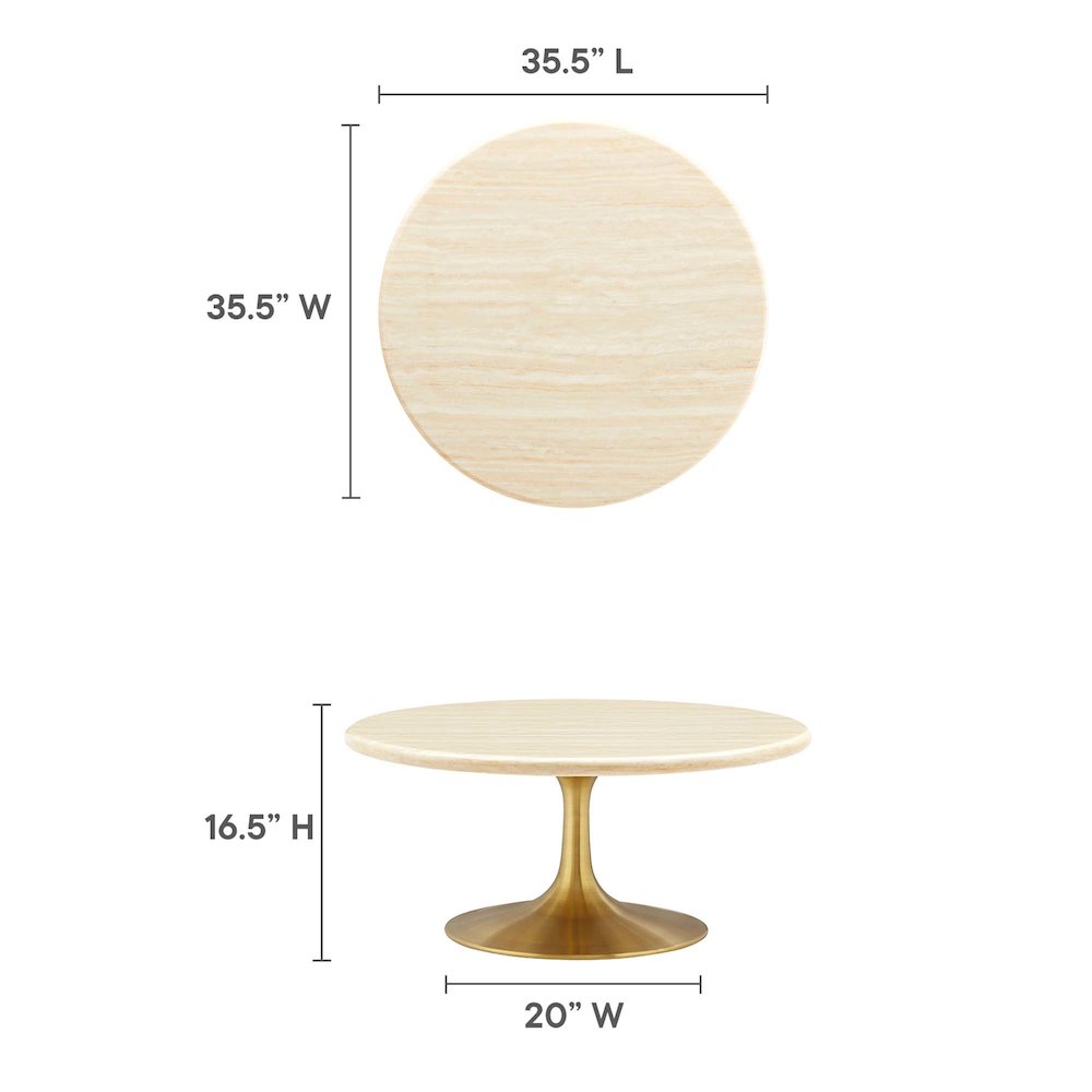 Lippa 36” Round Faux Travertine Coffee Table