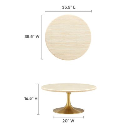 Lippa 36” Round Faux Travertine Coffee Table