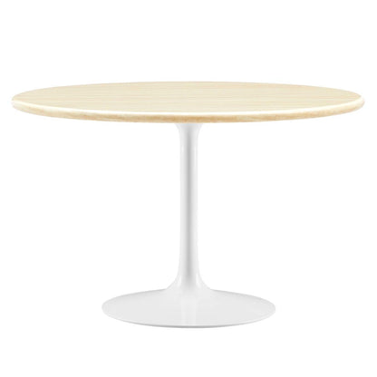 Lippa 48" Round Faux Travertine Dining Table
