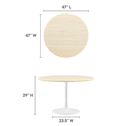 Lippa 48" Round Faux Travertine Dining Table